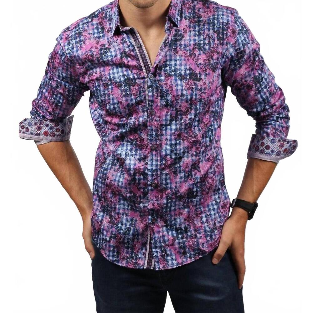 NEW EIGHT X button down print shirt in lilac